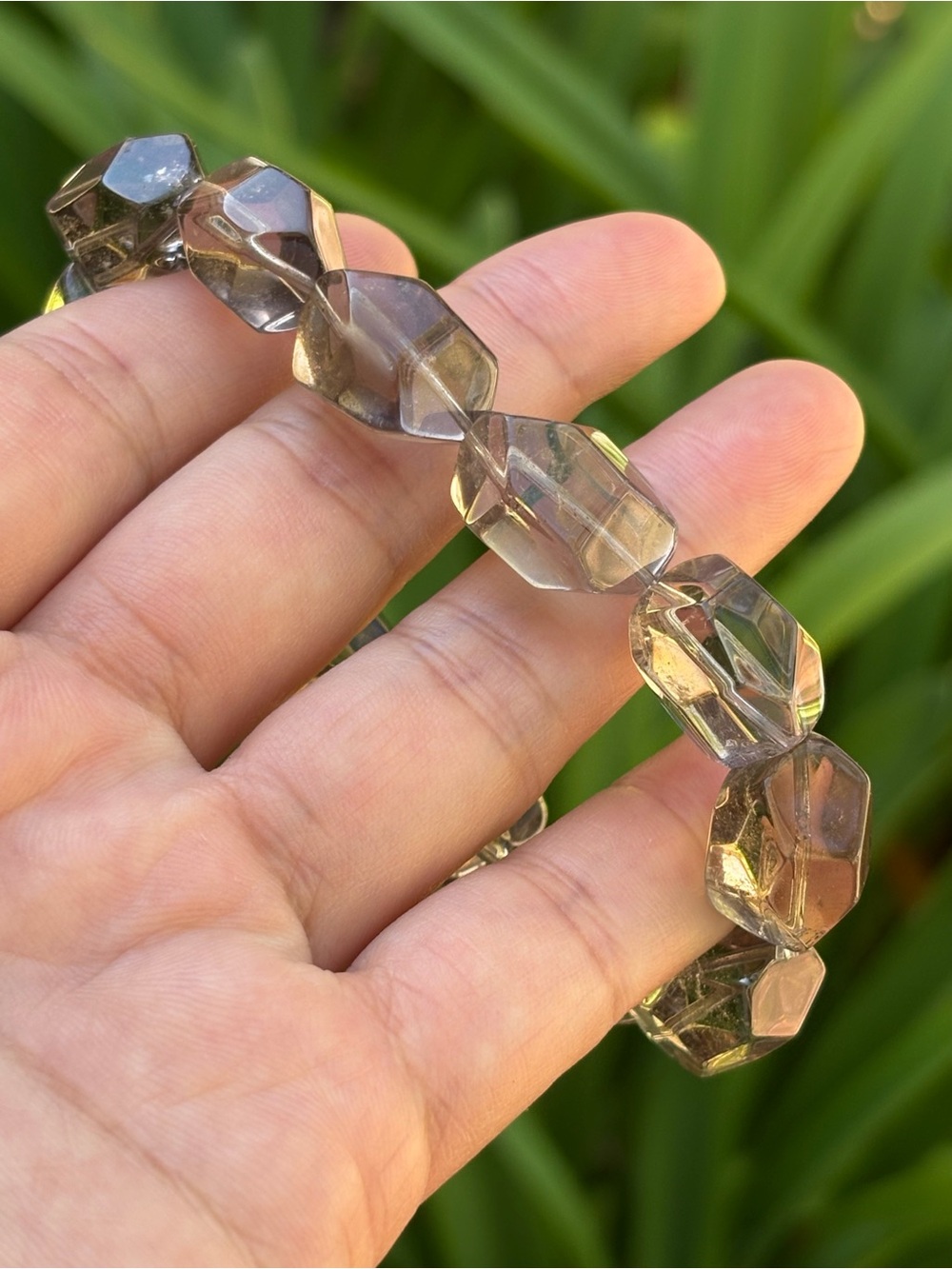 12mm Clear Faceted Smoky Quartz Bracelet 2614 - Picture 7 of 7